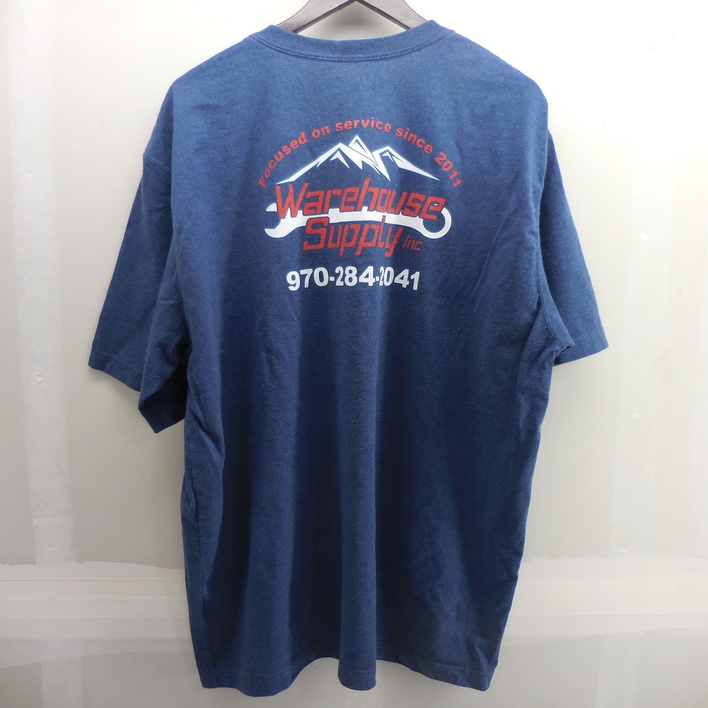Carhartt Mens Loose Fit Pocket T-Shirt XL Navy Blue Warehouse Supply Graphic TEE